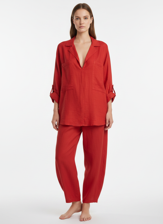 Made in Italy Linen V Neck Top