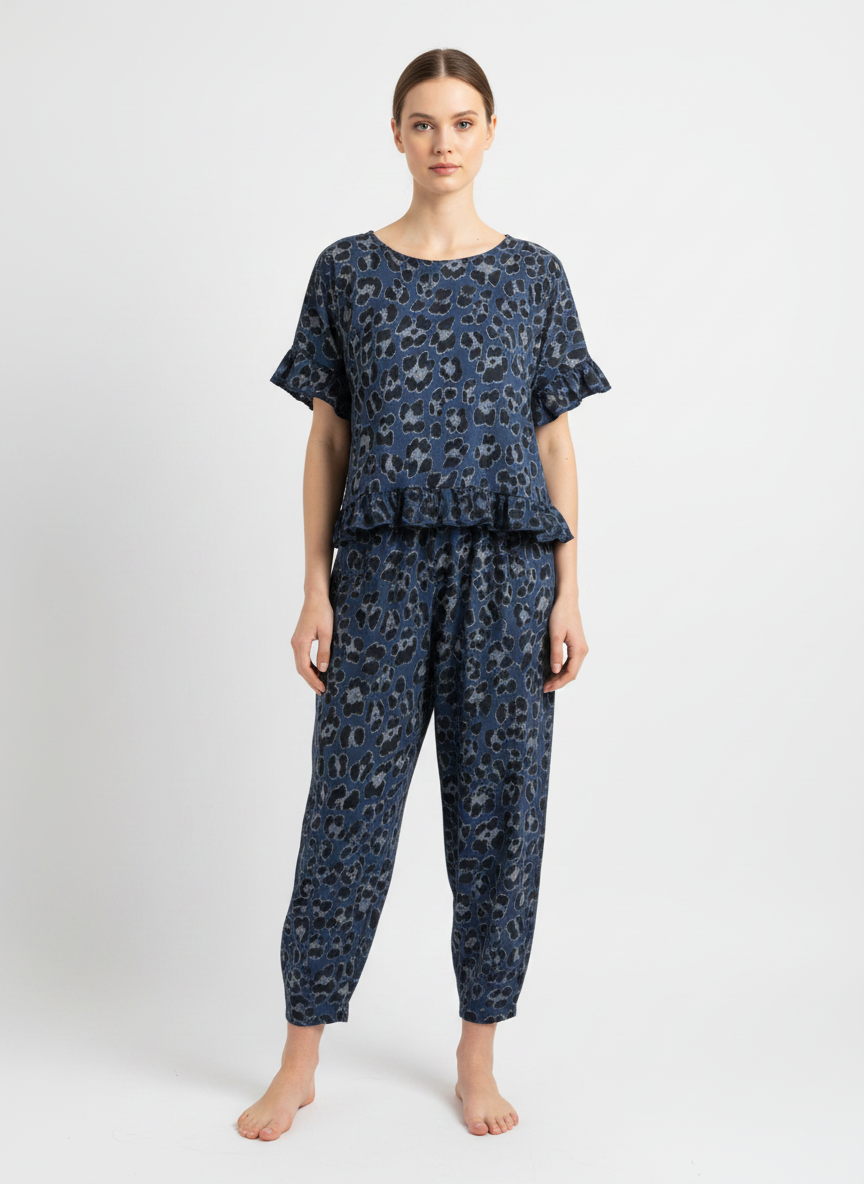 Leopard Print Frill Top