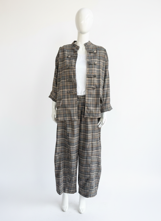 Women's Plaid Military Jacket