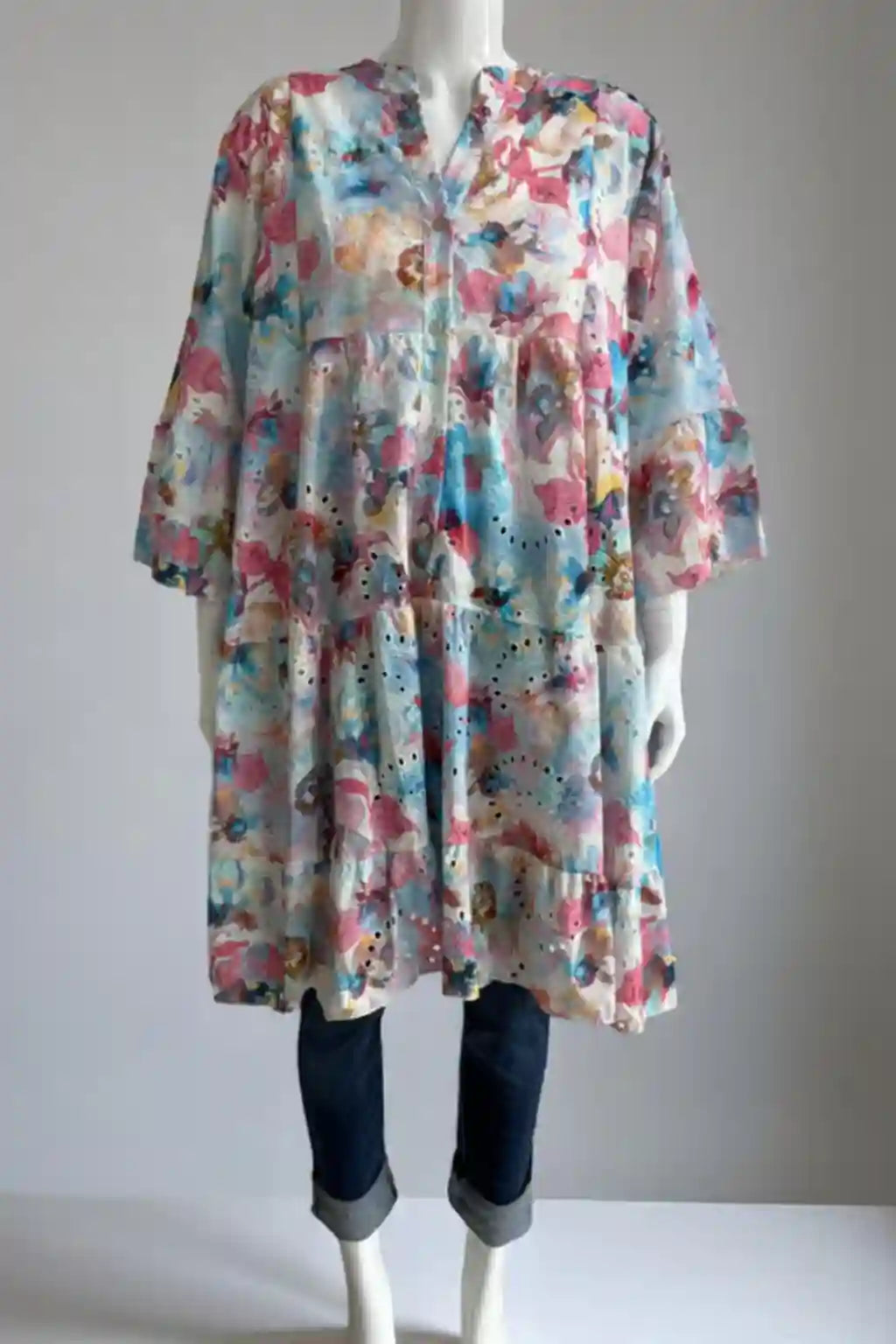 Digital Print Smock Broidery Tunic