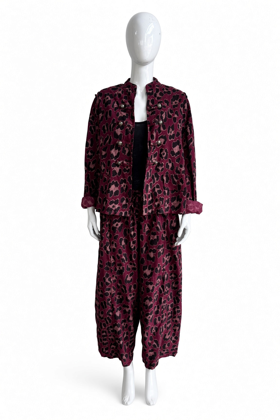 Leopard Print Military Corduroy Jacket