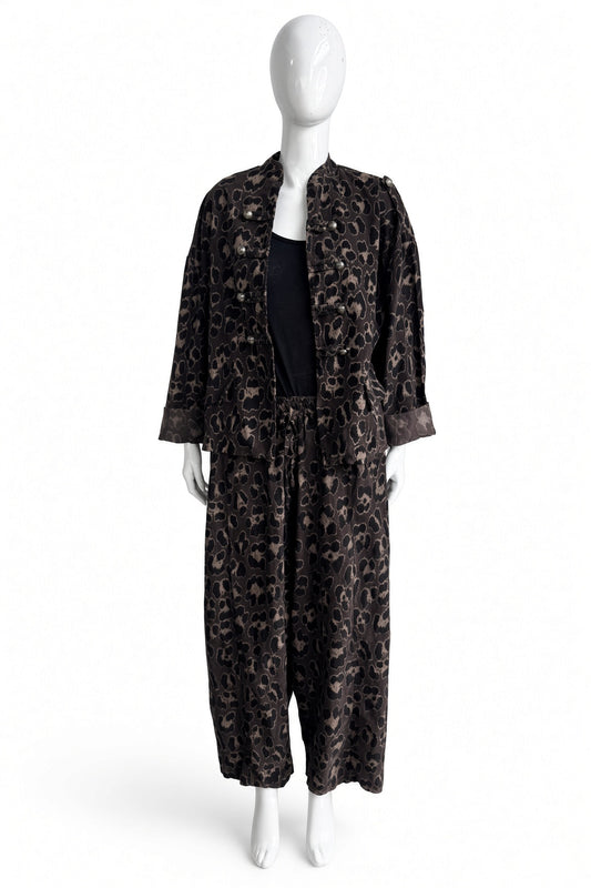 Leopard Print Military Corduroy Jacket