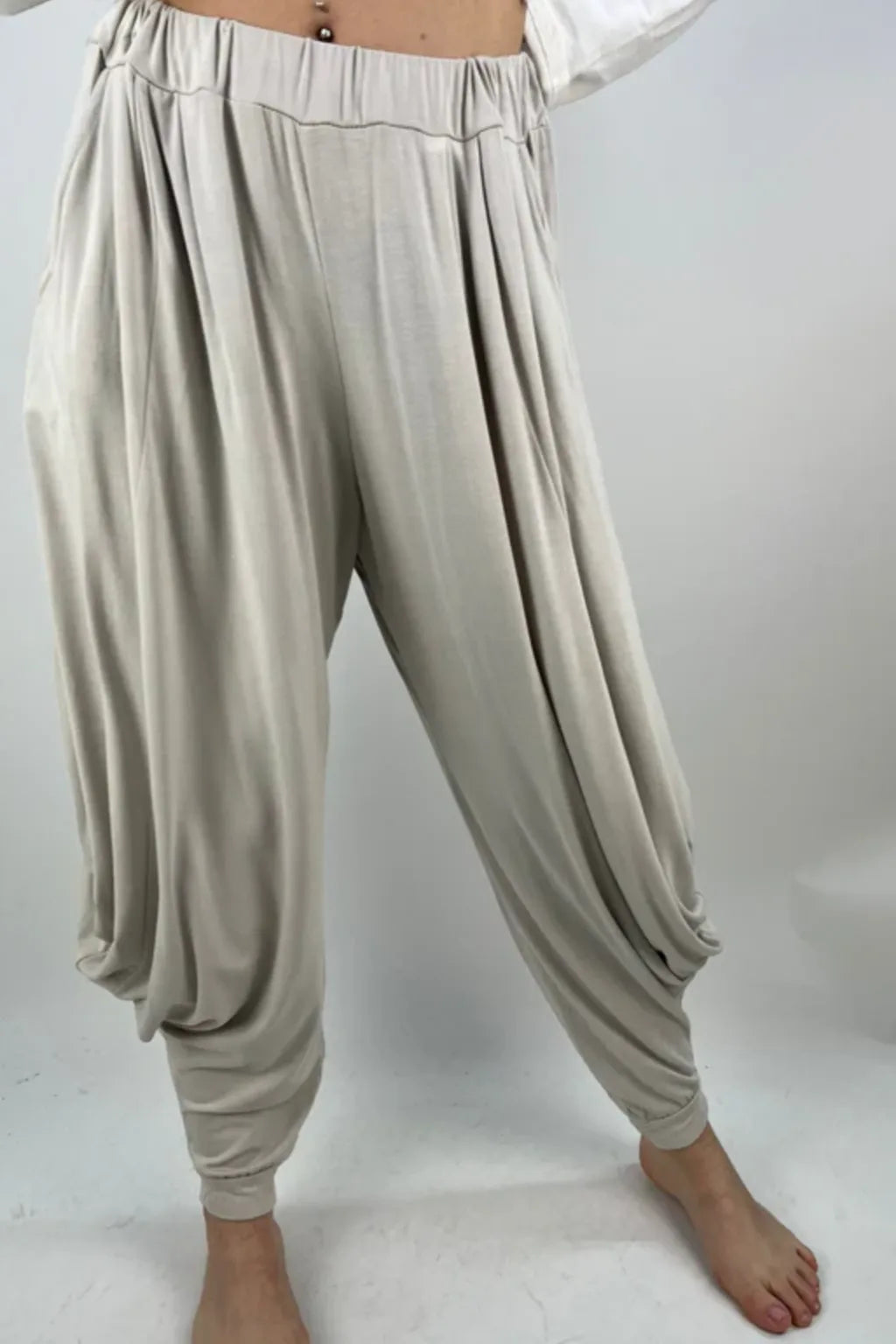 Made in Italy Jersey Harem Pants cuff bottom Lagenlook