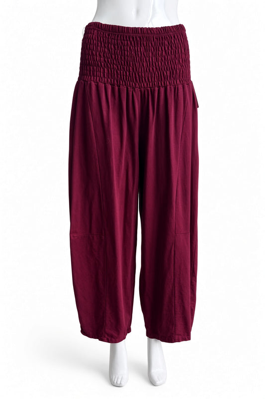 Shirred Elastic Barrel Leg Pant