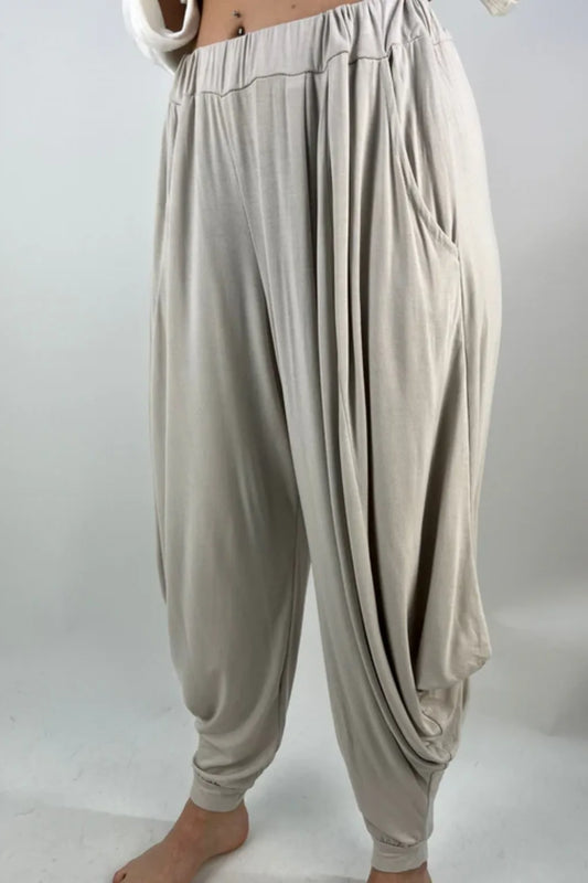 Made in Italy Jersey Harem Pants cuff bottom Lagenlook