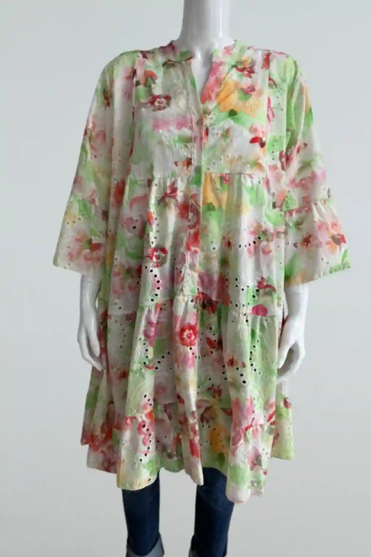 Digital Print Smock Broidery Tunic