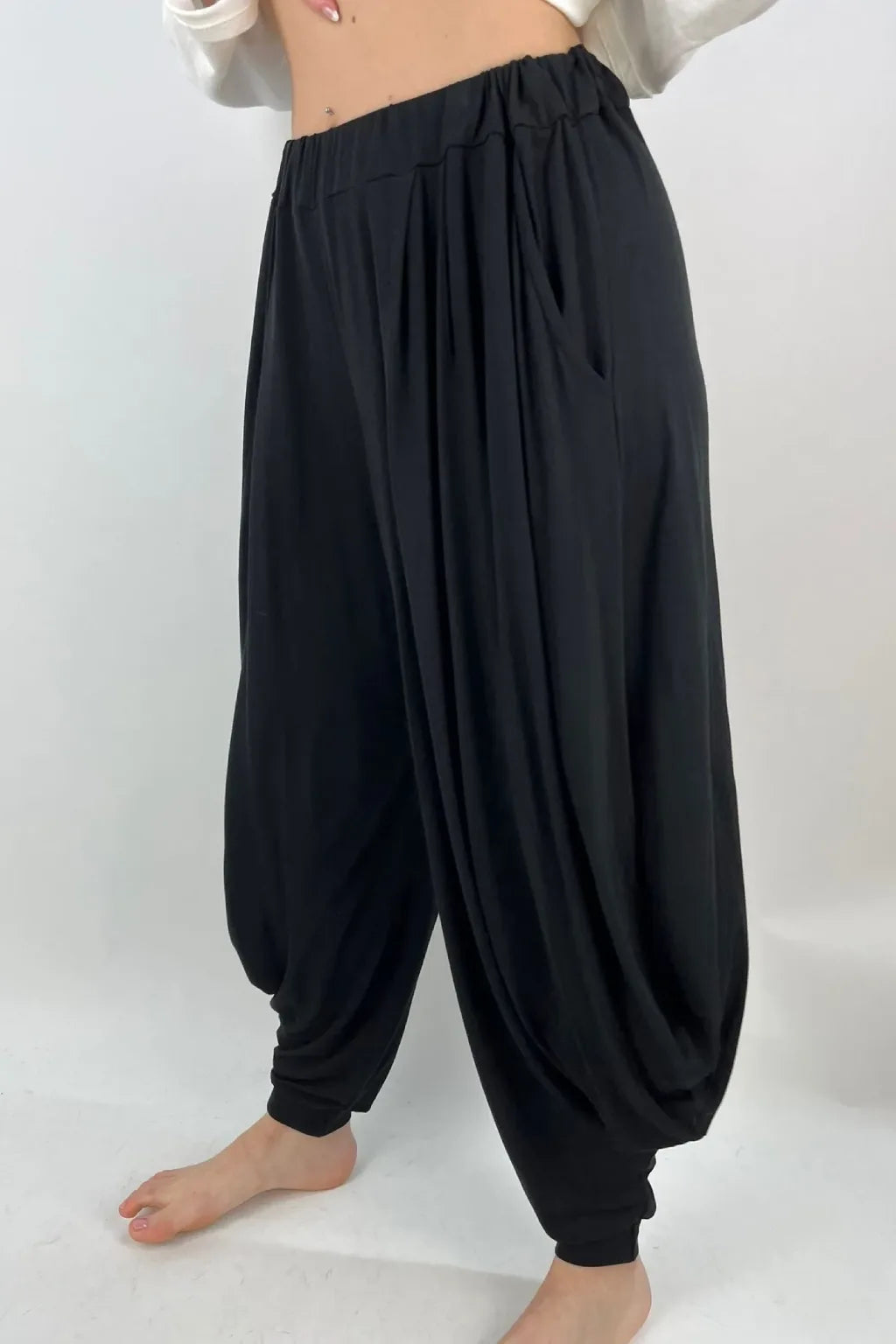 Made in Italy Jersey Harem Pants cuff bottom Lagenlook