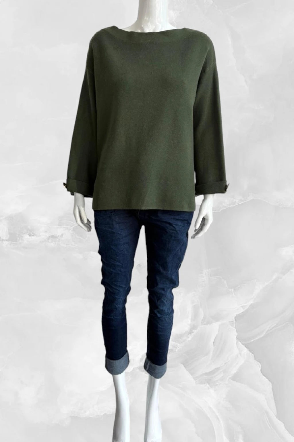 Women's Button Sleeve Soft Knit Lagenlook
