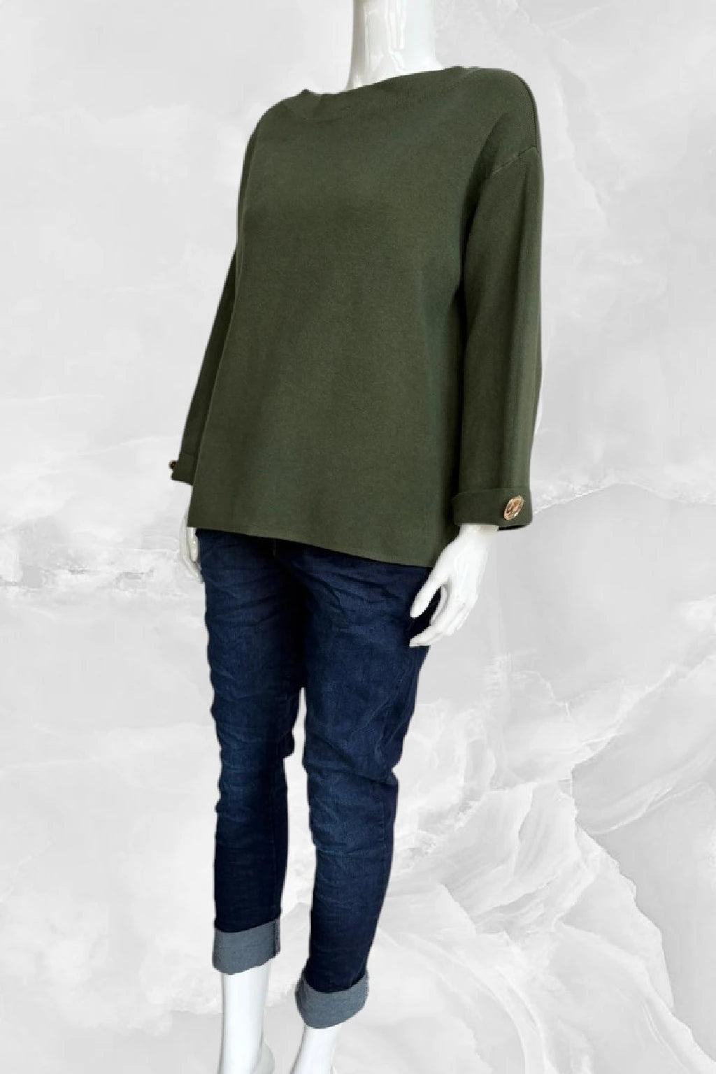 Women's Button Sleeve Soft Knit Lagenlook