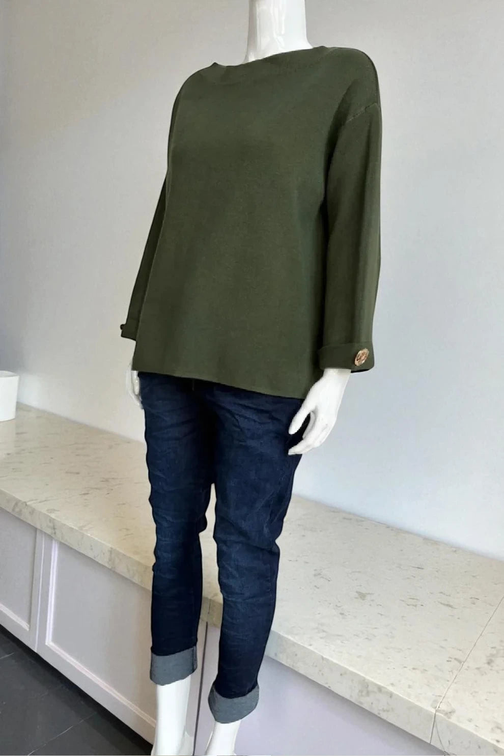 Women's Button Sleeve Soft Knit Lagenlook