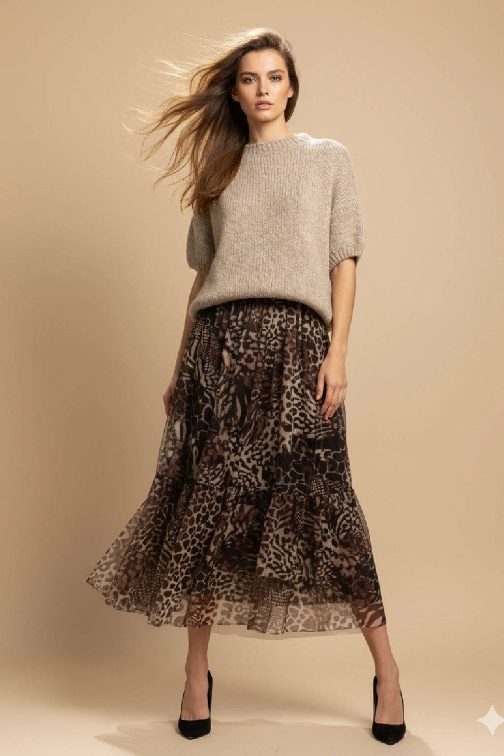 Made in Italy Tulle Printed Skirt