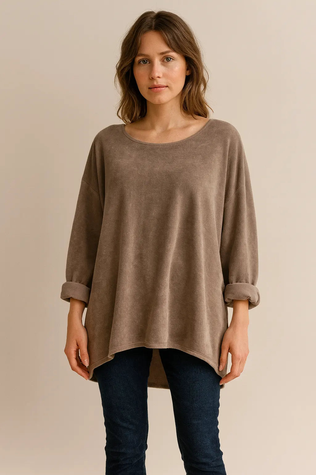 Made in Italy Terry Sweat High Low Top
