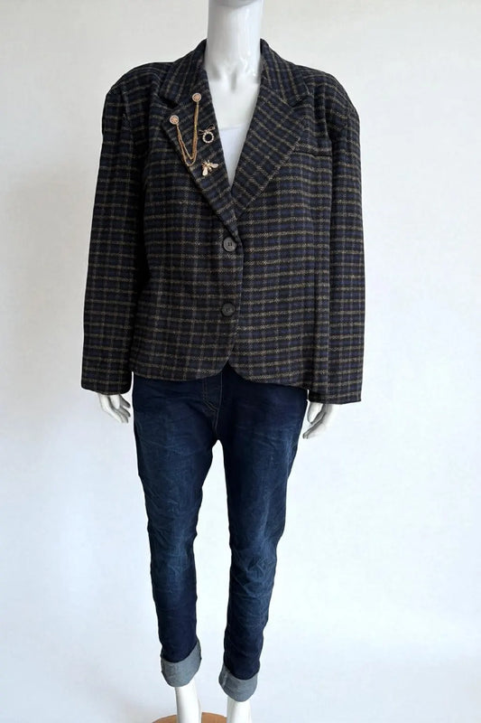 Made in Italy Wool Plaid Blazer