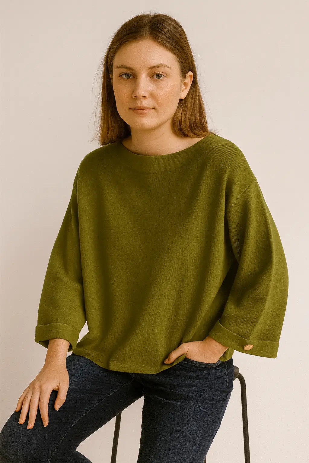 Women's Button Sleeve Soft Knit Lagenlook