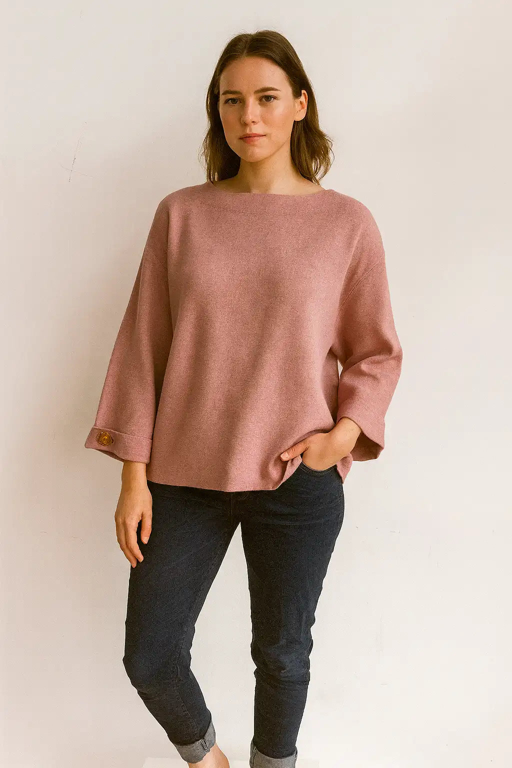 Women's Button Sleeve Soft Knit Lagenlook