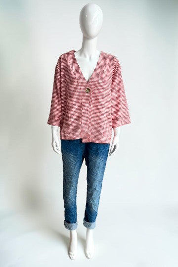 Gingham One Button Jacket
