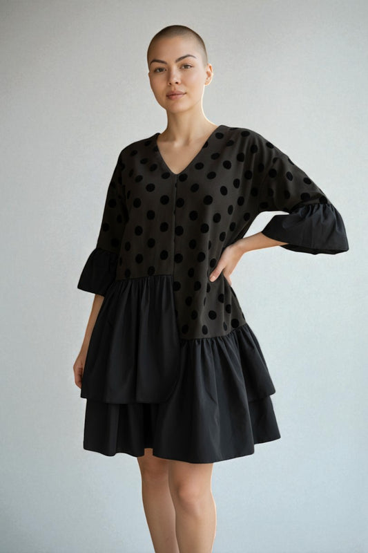 Made in Italy V Neck Pattern Dress Partywear