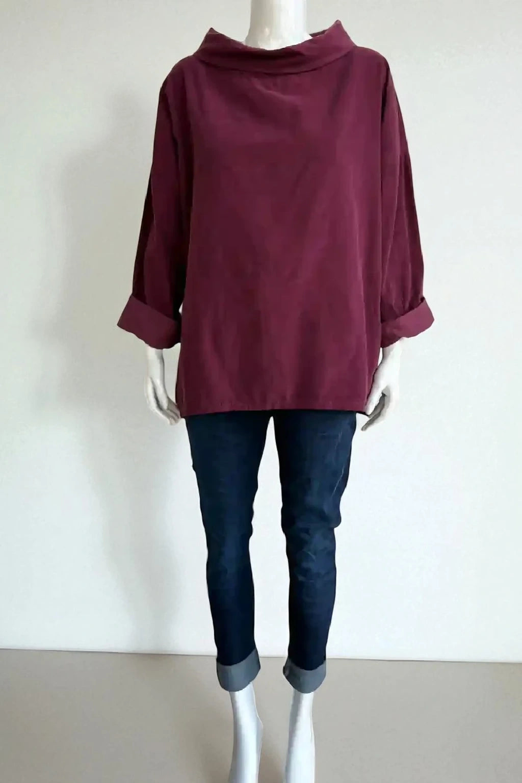 Made in Italy Corduroy Cowl Neck Top