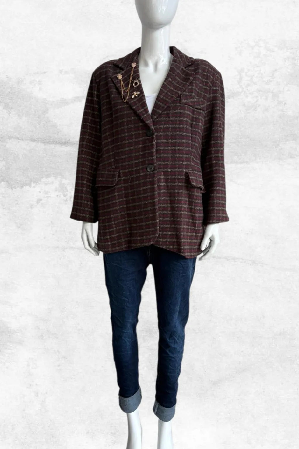 Made in Italy Wool Plaid Blazer