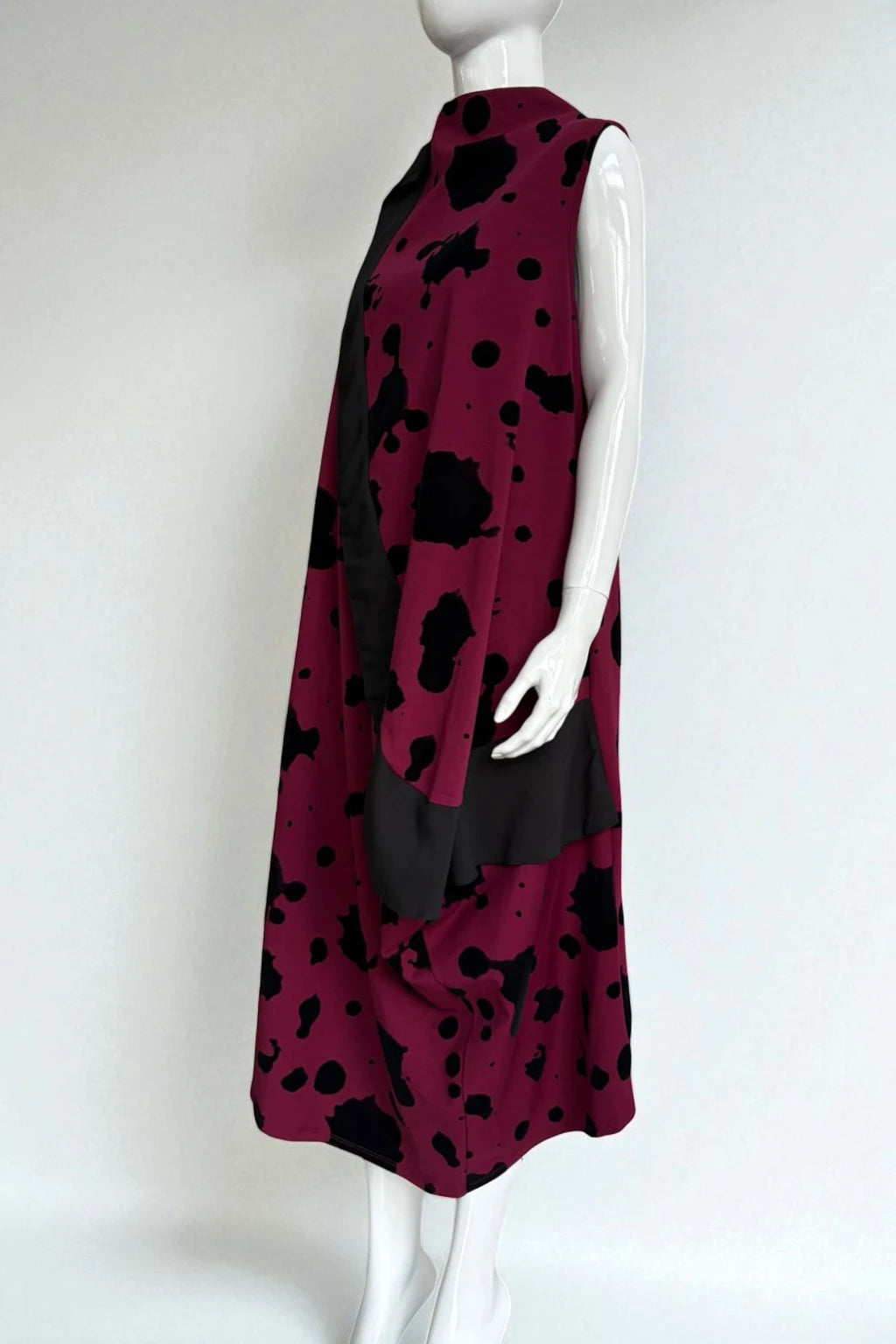 Made in Italy Abstract Cow Print Drape front Dress