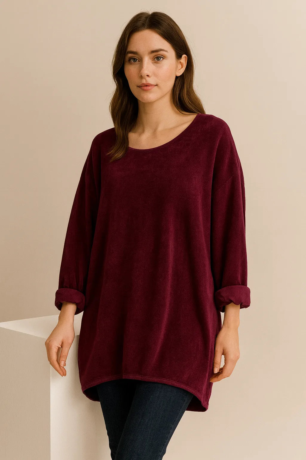 Made in Italy Terry Sweat High Low Top