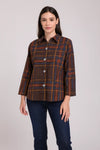 Zetaotto Diamante Floral Button Check Shirt