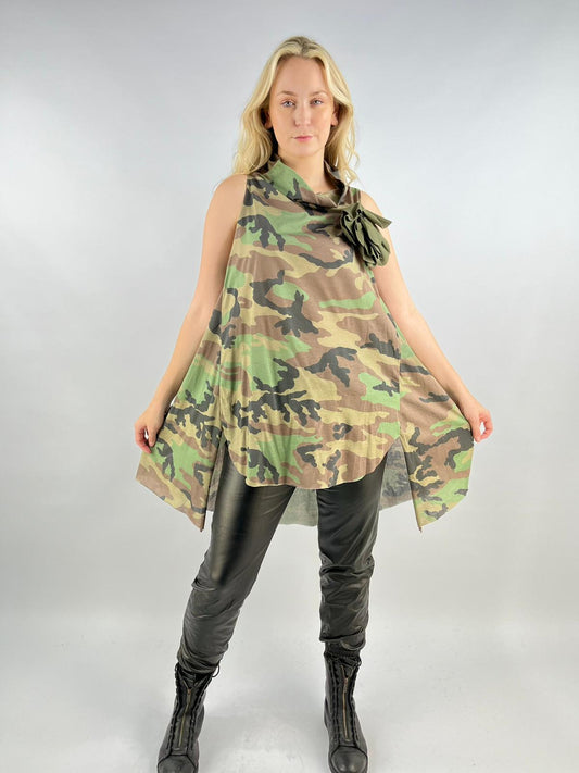 Trendy Lagenlook Women's Casual Army Style Camouflage Tank Top