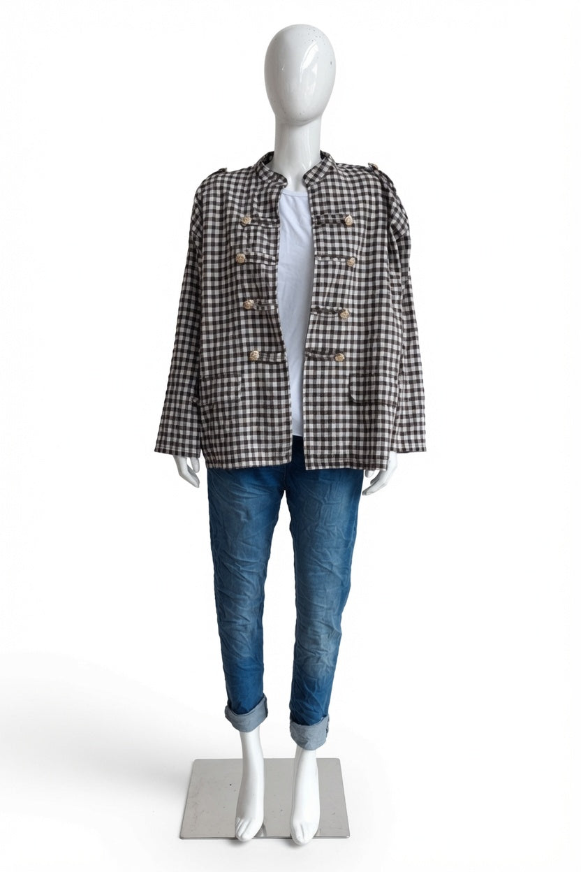 Gingham Military Jacket