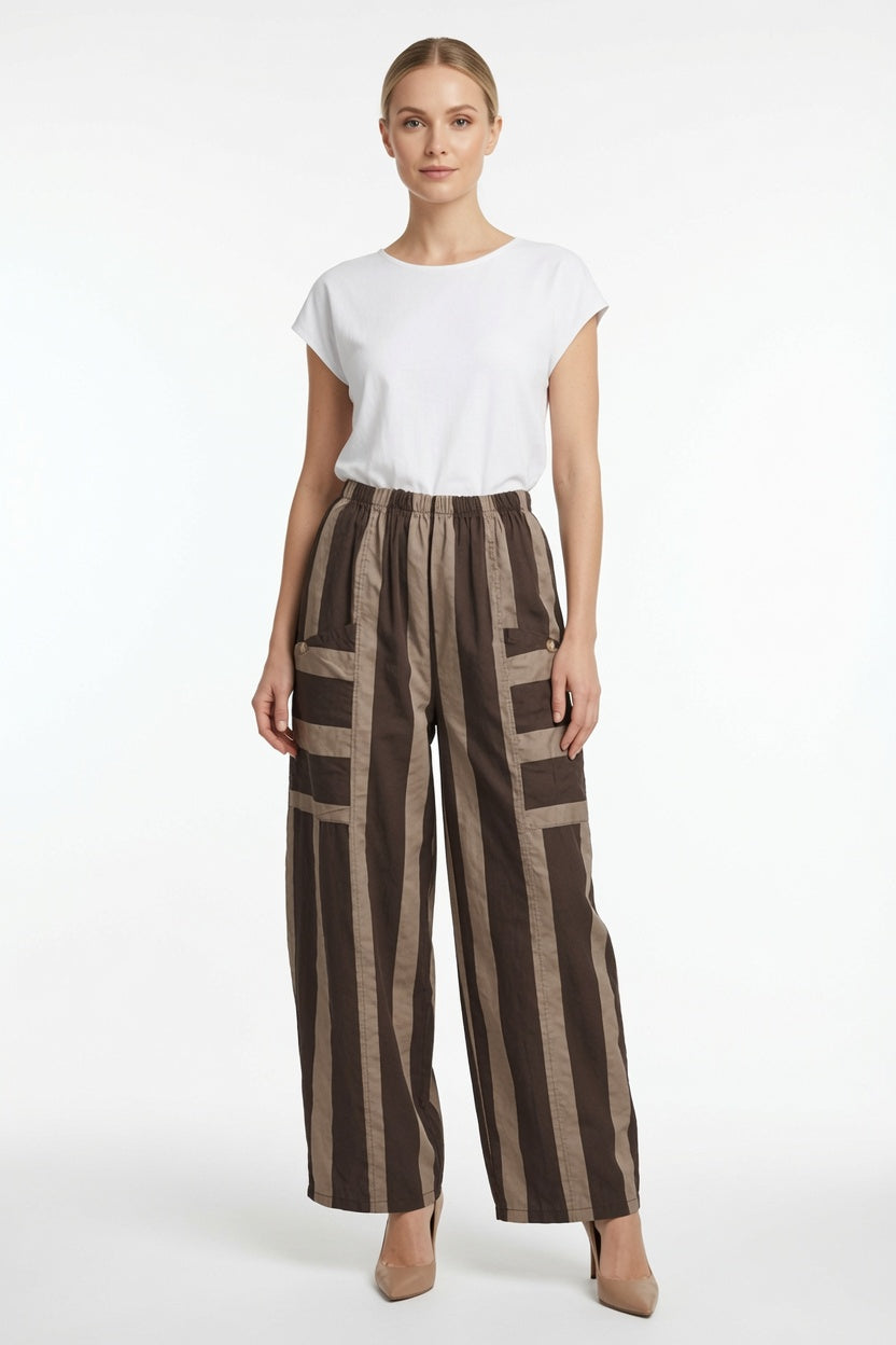 Made in Italy Stripe Barrel Leg Pant
