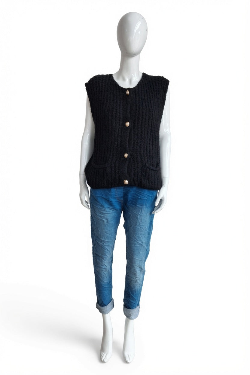 Ladies Sleeveless Cardigan Gilet with Pockets