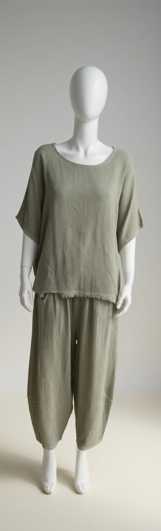 Linen Frey Hem Batwing Top