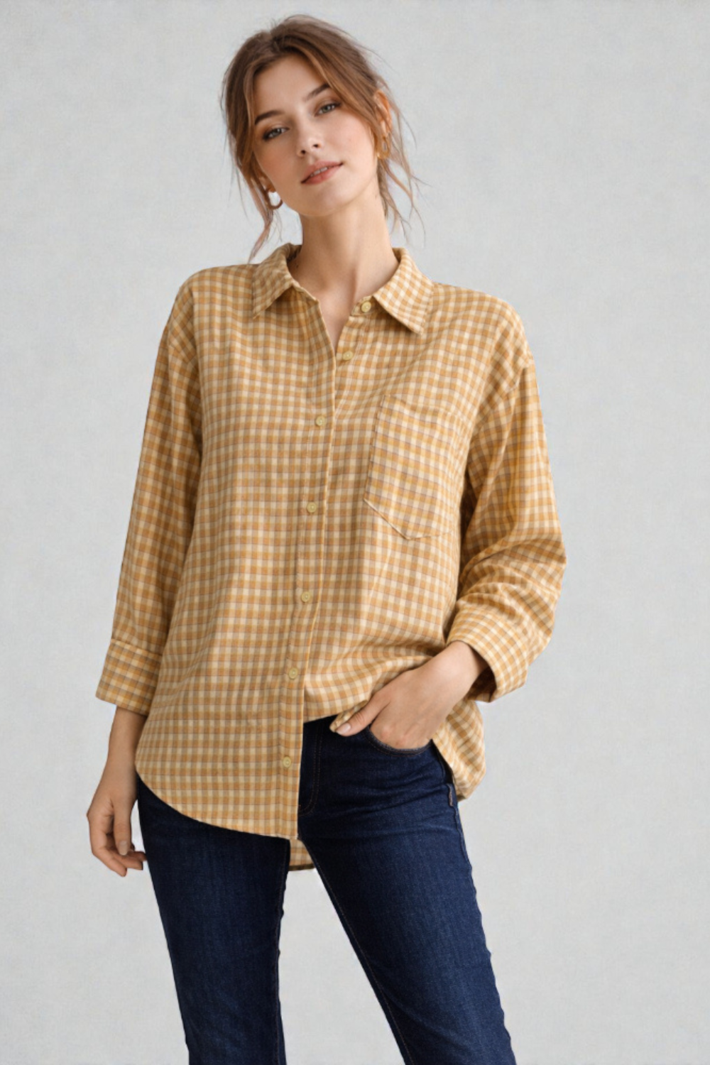 Made In Italy Gingham Button Up Shirt