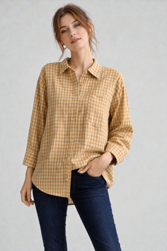 Made In Italy Gingham Button Up Shirt