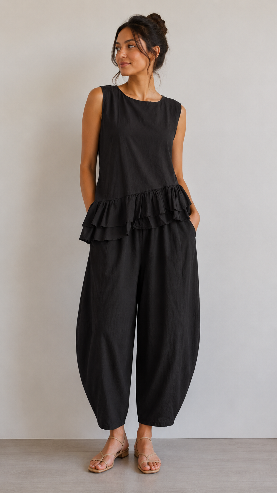 Made in Italy Cotton Frill Bottom Top
