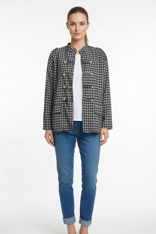 Gingham Military Jacket