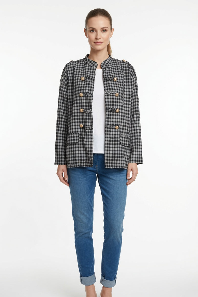 Gingham Military Jacket
