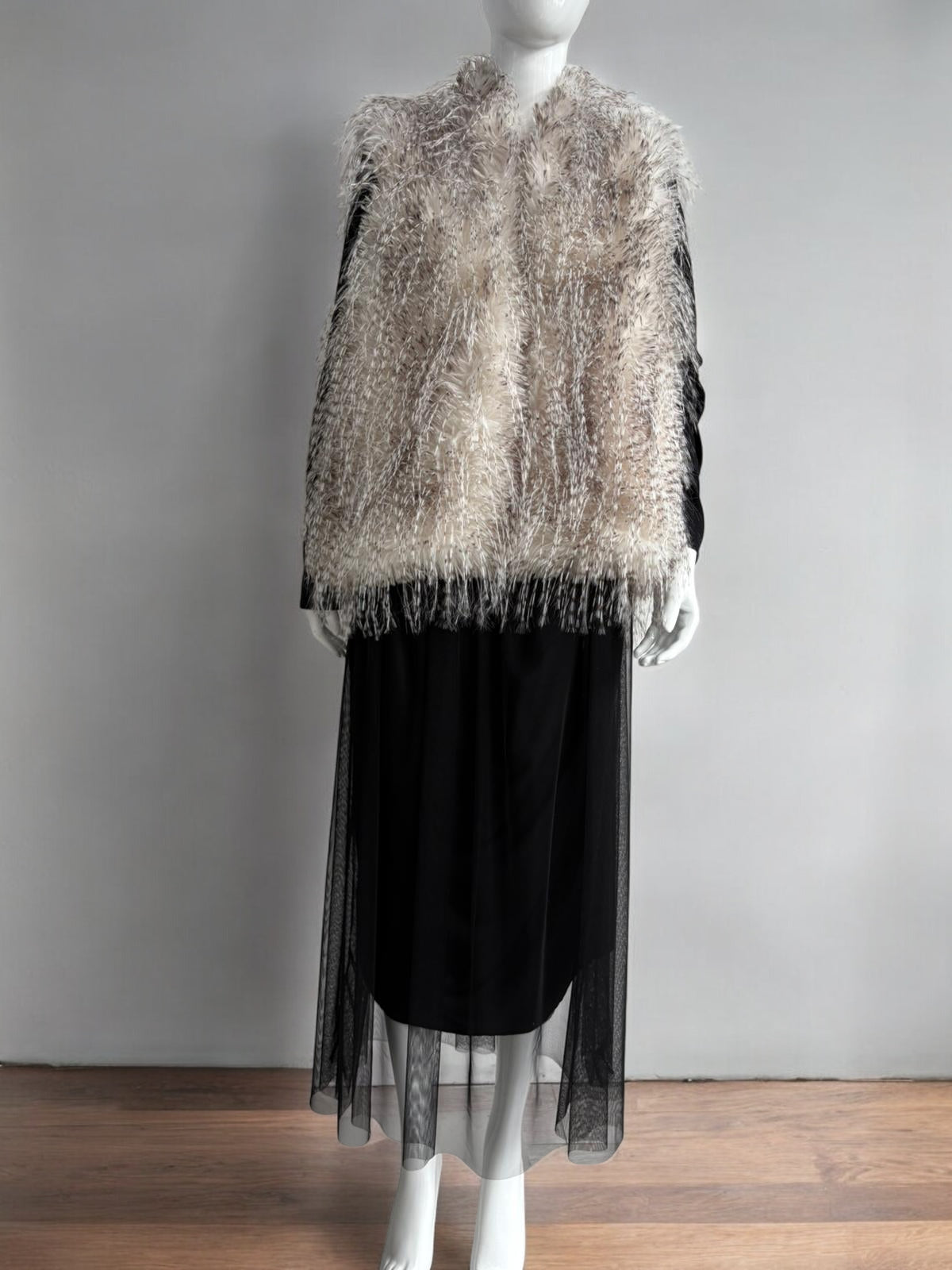 Feather Textured Faux Fur Gilet