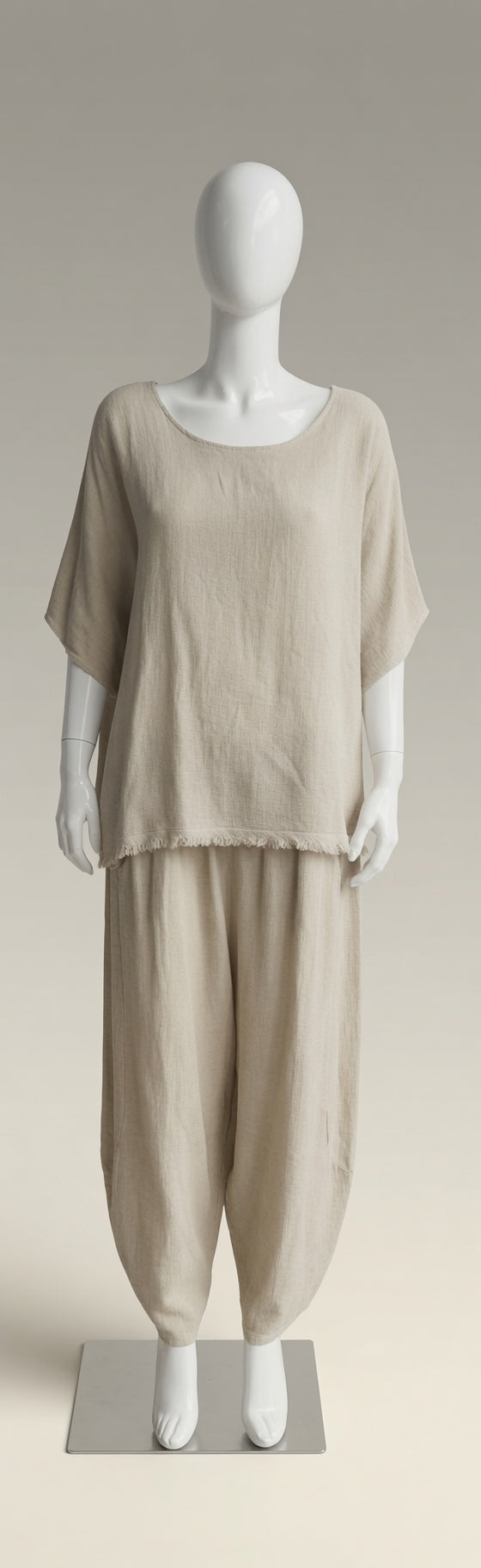 Linen Frey Hem Batwing Top