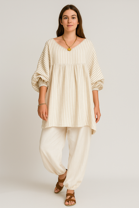 Cotton Stripe Smock Tunic
