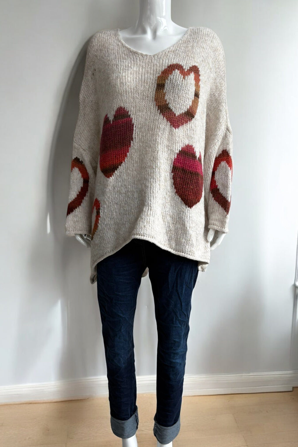 Women's Wool Heart Knit Slouch Jumper