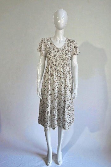 Women's Shirred Elasticated Floral Dress