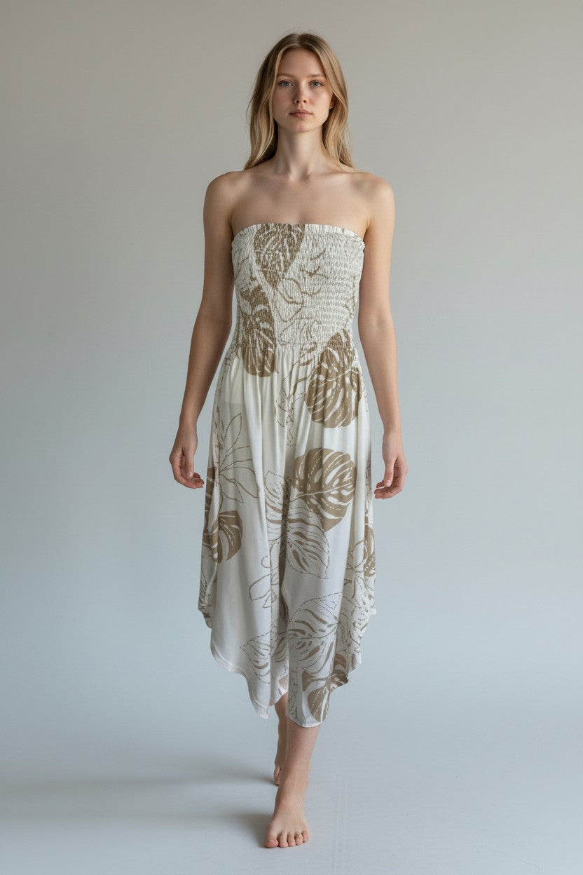 Made in Italy Shirred Elasticated Bandeau Jumpsuit