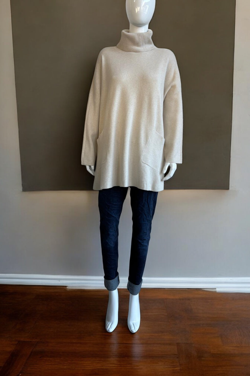 Made in Italy Polo Neck Split Hem Jumper