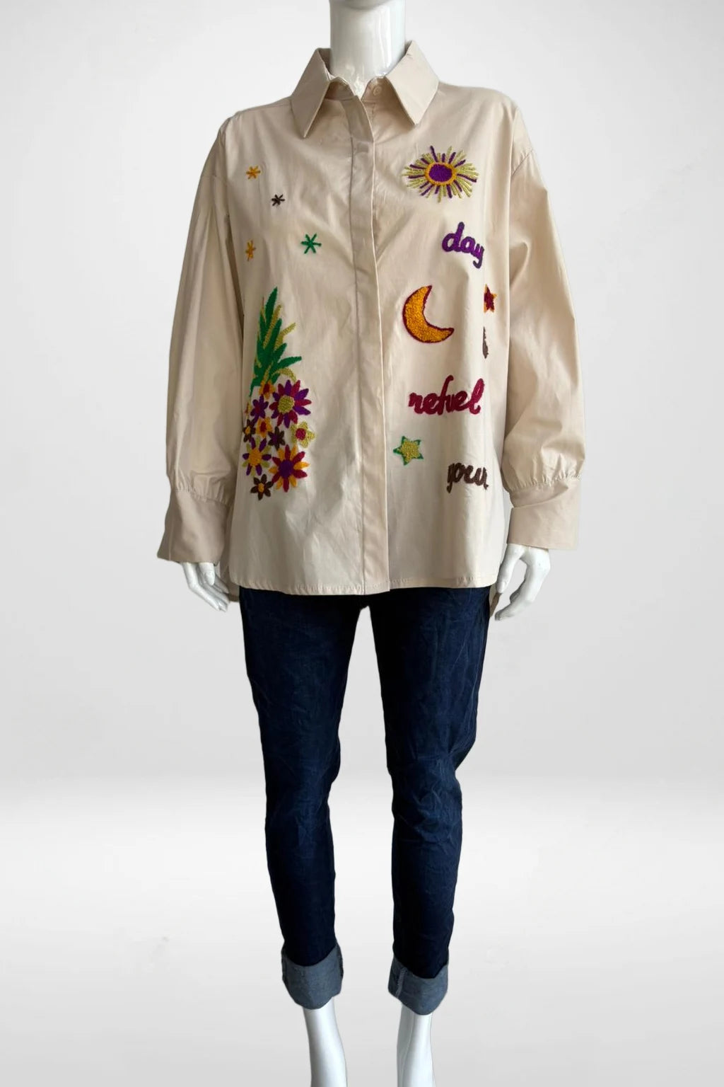 Zetaotton Embroidered Pineapple Shirt