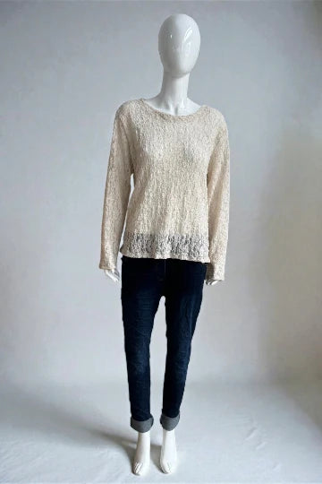 Made in Italy Lace Stretchy Mesh Tops