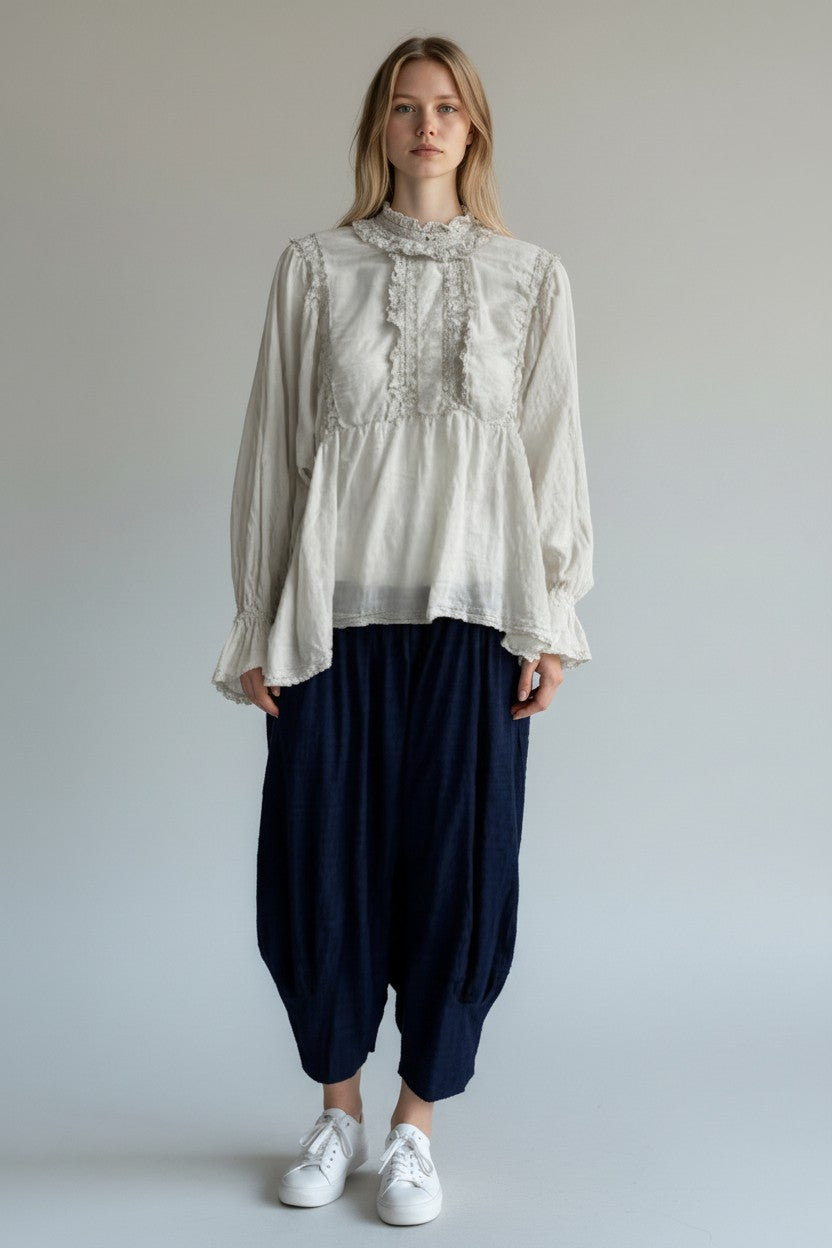 Cotton Frill Neck Blouse