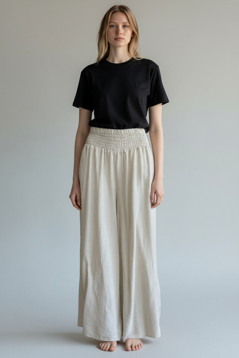 Shirred Elasticated Palazzo Pant