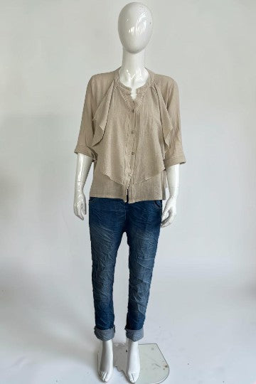 Linen Frill Shirt Lagenlook