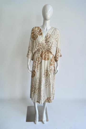 Made in Italy Tropical Leaf Print Dress Lagenlook