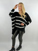 Wool Stripe Knitted Jumper High-Low Made in Italy